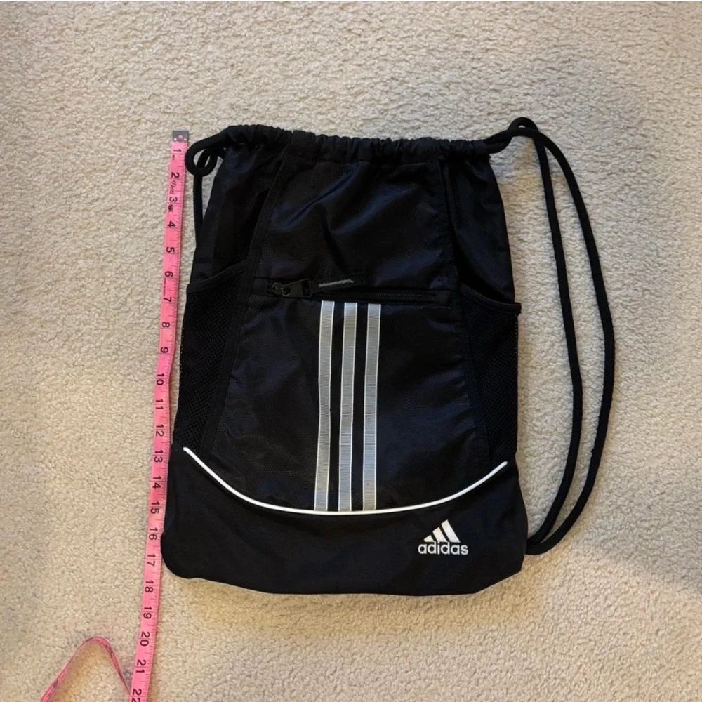 Adidas Black and Gray Drawstring Backpack